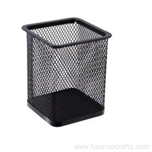 Square pen holder metal grid fashion stationery storage